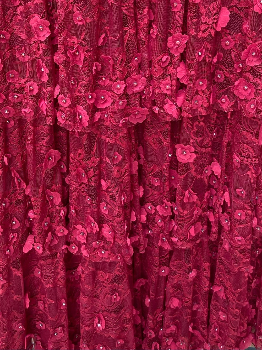 Mac Duggal 67710 Floral Applique Ruffled Tiered V Neck Gown Size 16 NWT - Picture 8 of 12